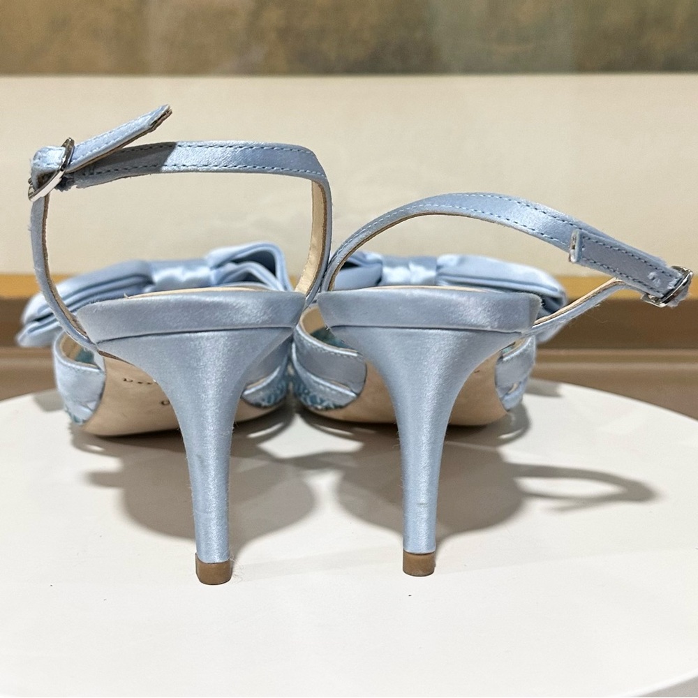 🌹DEE OCLEPPO🌹Brazil Satin Bow Slingback Pumps In Blue Size: 6.5 - Picture 9 of 12